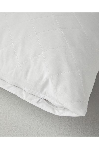English Home Mattress Pillow, White, 50X70 cm Cotton Quilted Pillow Protector White