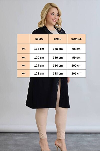 FOR ESRA BIG TREND Women's Plus Size Front Bright Stripe Front Open Stretchy Long Viscose Cardigan