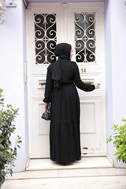 N.S NEVA STYLE Buttoned Black Hijab Dress 23929S
