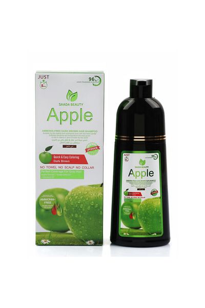 SAADA BAUTY Apple Dark Brown Ammonia-Free Hair Dye Shampoo with Green Apple Extract 400ml
