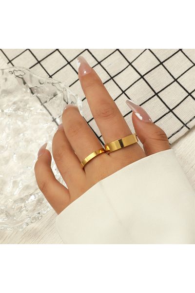 SIC MODA Set of 2 Gold Stainless Steel Rings 5083