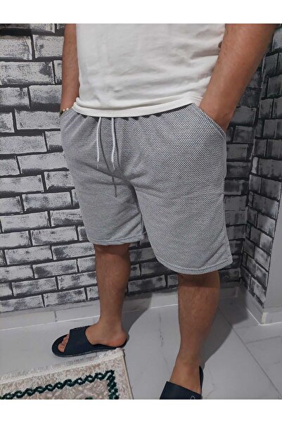 SURMARİ Yağmur Desen Rahat Kalıp Gri Şort