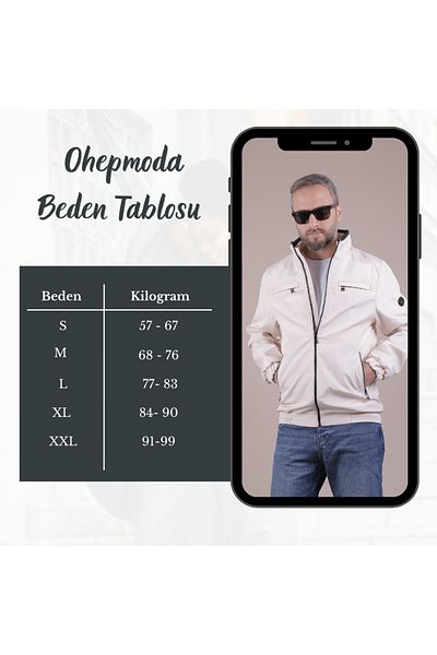 OHEPMODA Αδιάβροχο ανδρικό εποχιακό μπουφάν με λεπτομέρεια γιακά