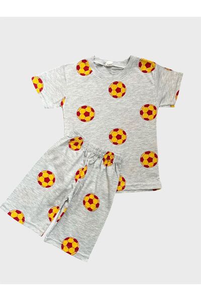tusem butik homewear Σετ καλοκαιρινές πιτζάμες για αγόρια με βαμβακερή γκρι μ...