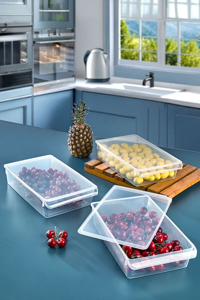 ASlife Home 3 Pieces of Covered Cabinet Refrigerator Organizer 4 Liters