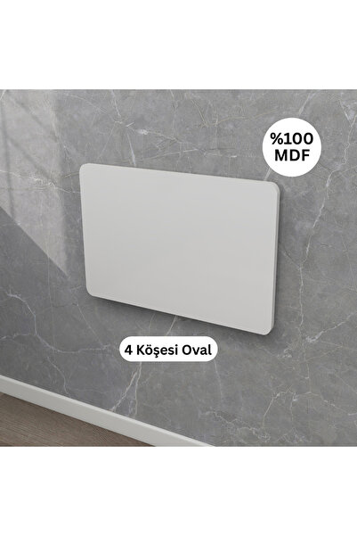Kydonia Home 45x70 Cm Duvar Monte Kırma Katlanır Mdf Lam Parlak Beyaz Oval Kenarlı Masa