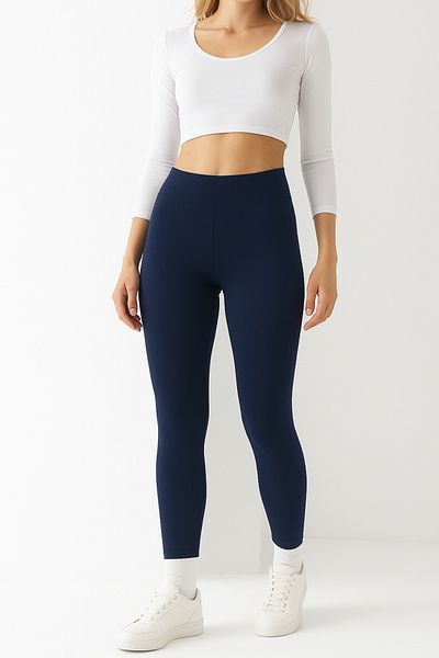 LEBRA Corset de strângere cu talie înaltă, albastru marin pentru femei, jambiere tricotate din oțel interlock care nu arată
