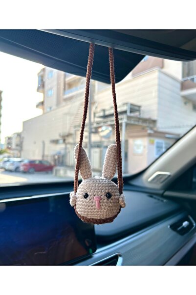 Toil Print Örgü Salıncaklı Tavşan Araba Dikiz Ayna Süsü