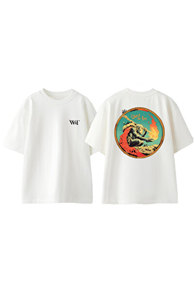 THEWERT Quest for Fire Iron Maiden Design Back Printed Cotton White Oversize ...
