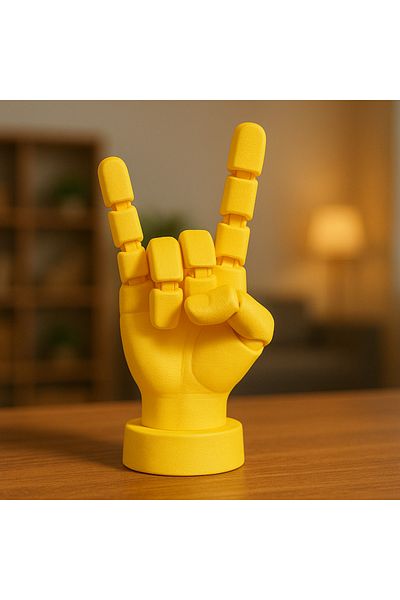 3D Baskı flx 3D Printing Yellow Hand Model – Decorative Table Top Accessory