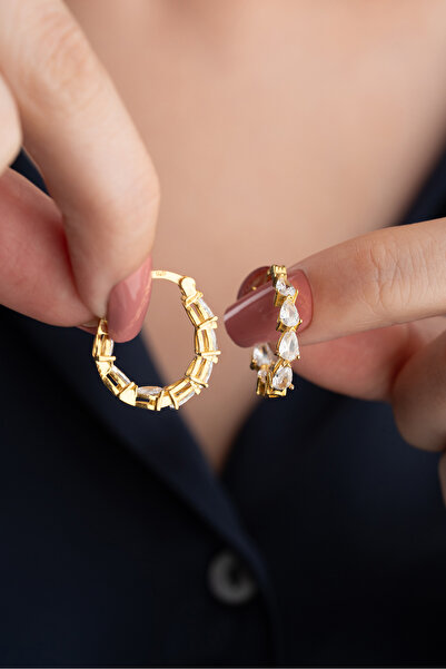 Silvano Jewelry 925 Ayar Gümüş Taşlı Halka Küpe