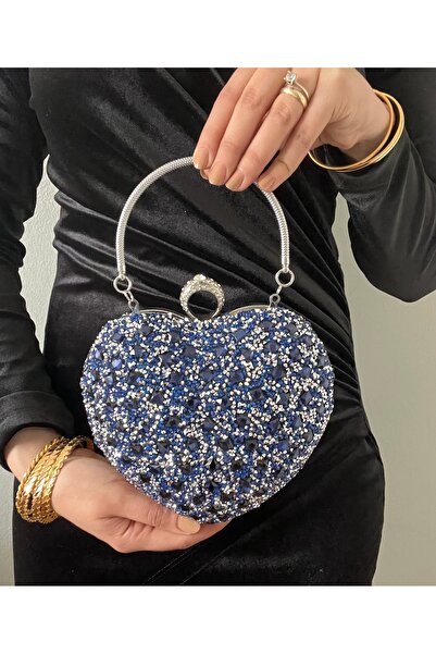 Baykuş Boutique Heart Evening Dress Bag Women's Crystal Stone Hand and Should...