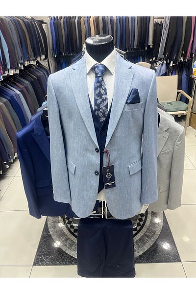 MASSARO Combined Slimfit Vest Suit (Jacket Plain or Checked. Pant Vest Straight)