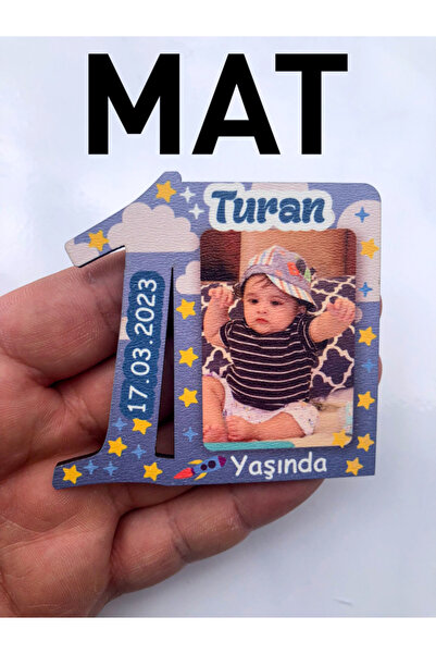 imzatasarım Kişiye Özel Erkek 1 Yaş Magneti Mat veya Parlak İsim Ve Resim Bas...
