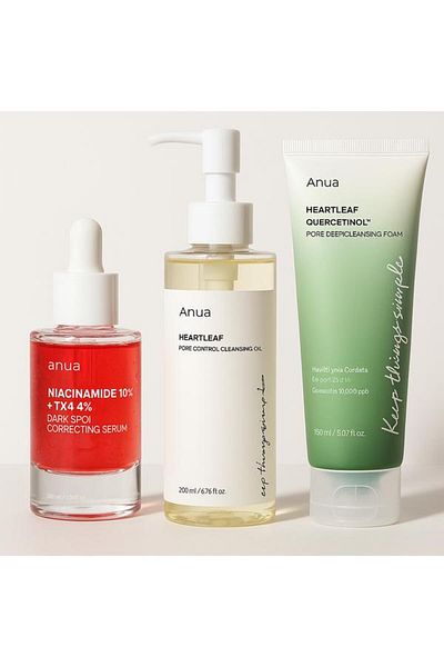 ANUA Niacinamide 10% TXA 4% + Heartleaf Pore Control Cleansing Oil + Heartleaf Quercetinol Pore Deep clea