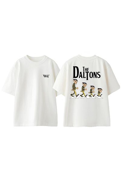 THEWERT The Daltons Design Back Printed Cotton White Oversize T-Shirt