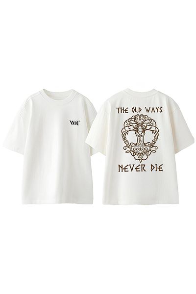 THEWERT The Old Ways Never Die Design Back Printed Cotton White Oversize T-Shirt