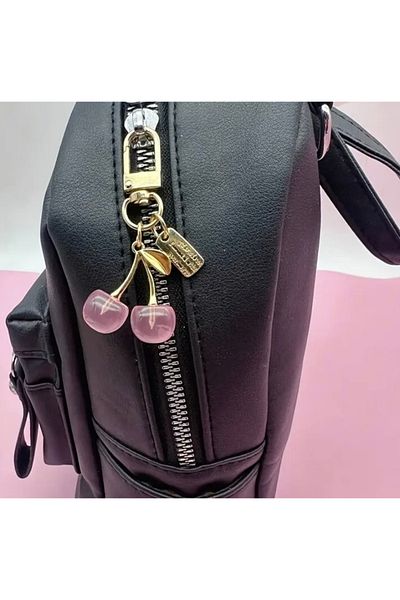 Accessories Vanilla Avenue Burgundy Light Pink Double Cherry Shaped Keychain