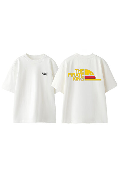 THEWERT The Pirate King Design Back Printed Βαμβακερό λευκό μπλουζάκι Oversize