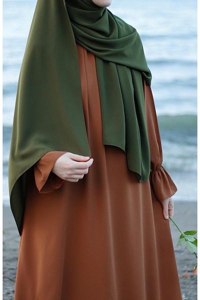 FRESCO SCARFS Hijab Hijab Medina Μεταξωτό Σάλι*χακί