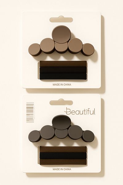 Srctech Set of 2 Dark Color Bubble Latch Buckle and Hair Rubber Barrette
