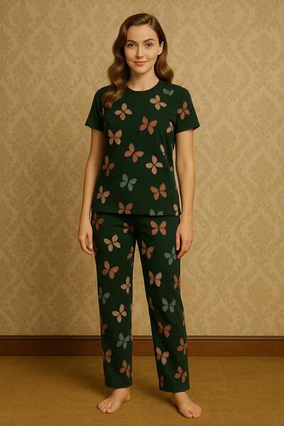 PEMBİŞ HOMEWEAR Σετ πιτζάμες με κοντά μανίκια με σχέδιο πεταλούδας