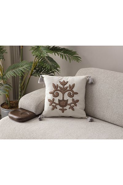 SWITA Comfort Series Punch Embroidered Linen Throw Pillow Cover 43X43 cm