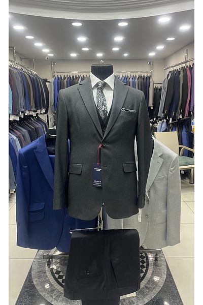 MASSARO Combined Slimfit Vest Suit (Jacket Plain or Checked. Pant Vest Straight)