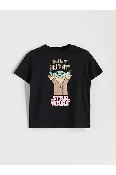 LC Waikiki Tricou pentru copii LCW Kids Black Crew Neck Star Wars imprimat pentru fete