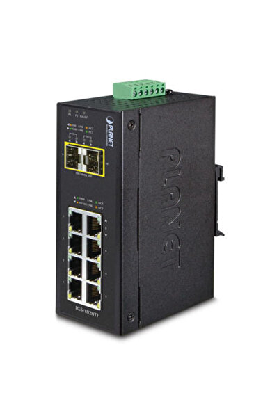Generic Brand IGS-1020TF Βιομηχανικός Διακόπτης, 8 Θύρες Gigabit (Μαύρο)