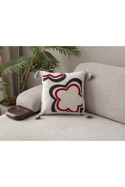 SWITA Comfort Series Punch Embroidered Linen Throw Pillow Cover 43X43 cm
