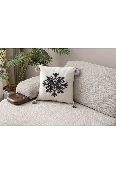 SWITA Comfort Series Punch Embroidered Linen Throw Pillow Cover 43X43 cm