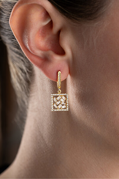 Silvano Jewelry 925 Ayar Gümüş Baget Taşlı Küpe