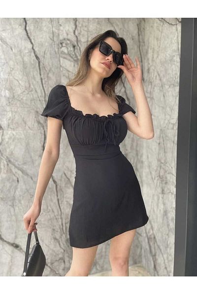 pier moda Mini Dress with Aerobin Fabric and Lining - Chest Pleated, Tie-up, for Graduation, Birthday and Party