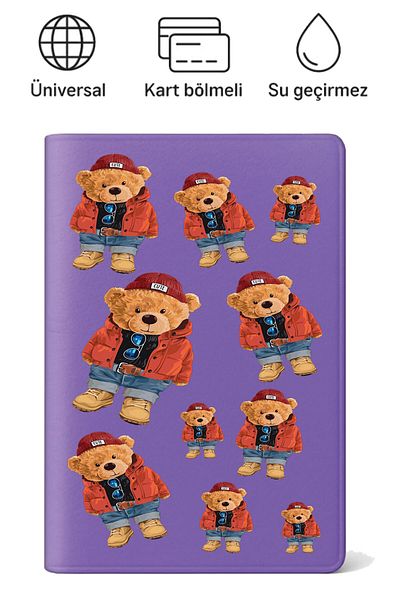 ADACASE Passport Cover Passport Holder Patterned Passport Container Waterproof Teddy Bear Pattern
