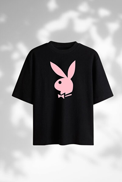 Dupe Design Tricou oversize cu imprimeu iepure roz