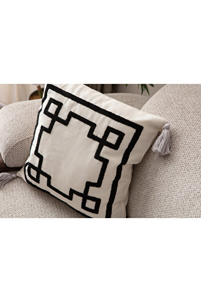 SWITA Comfort Series Punch Embroidered Linen Throw Pillow Cover 43X43 cm