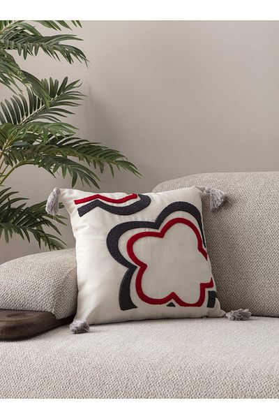 SWITA Comfort Series Punch Embroidered Linen Throw Pillow Cover 43X43 cm