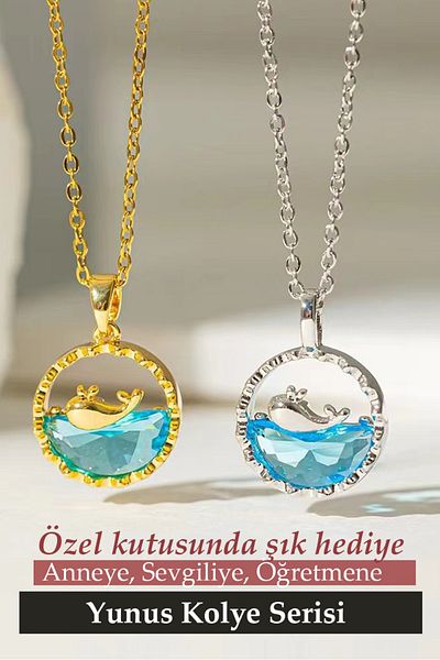 Nehir Trend Product Stainless Tarnish Free 316L Steel Dolphin Necklace Series Gold and Silver