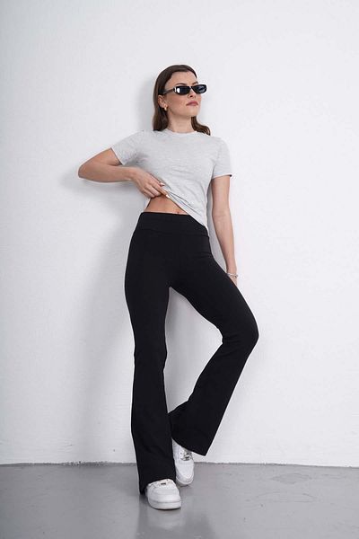 penyebizden Flared Leggings Trousers-Black