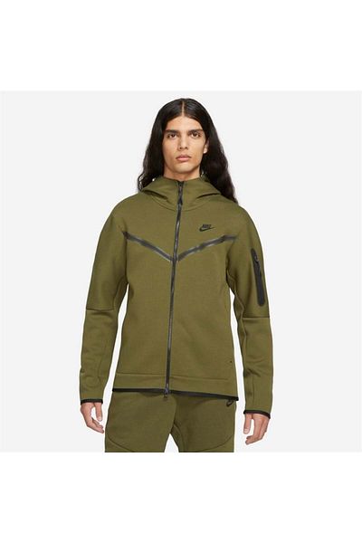 Nike M Nsw Tch Flc Hoodie Fz Wr Men's Green Sweatshirt - Cu4489-326