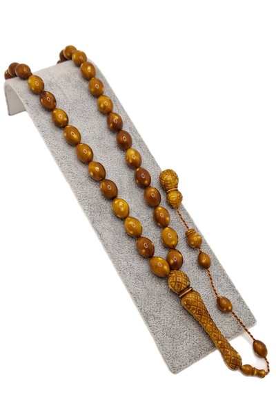 Han Ticarethane Kahverengi İmame İşlemeli Toz Kehribar Tesbih