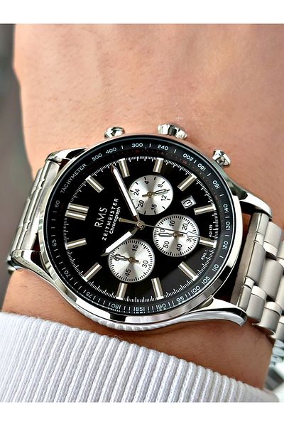 Romanson Function Silver-Black Color Steel Cord Steel Case Men's Wristwatch with 24 Months Warranty 1579.02