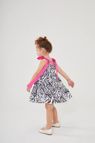 ARBİ kids Girl's Zebra Print Katkat Stylish Festive Suspender Dress