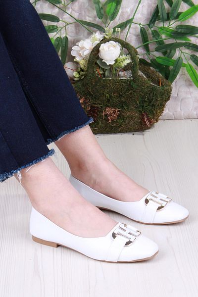 fort 42305 Stylish Comfortable Cut Toe Women's Ballerinas with Buckle Detail
