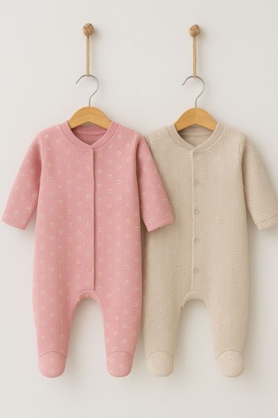 Minytrendy Baby Girl Newborn Jumpsuit Floral Patterned Flexible Snap Jumpsuit Hospital Release Baby Gift