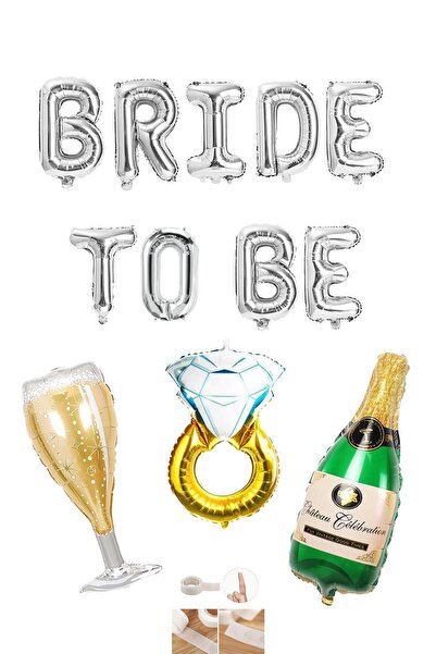 Azebu Gümüş Bride To Be Bekarlığa Veda Partisi 4 Lü Folyo Balon Set