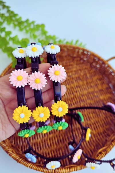 Nisankids Κορώνα λουλουδιών χαμομηλιού με μανταλάκια και κλιπ κορώνας 1 τεμάχιο