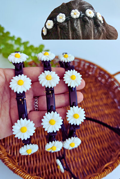 Nisankids Κορώνα λουλουδιών χαμομηλιού με μανταλάκια και κλιπ κορώνας 1 τεμάχιο