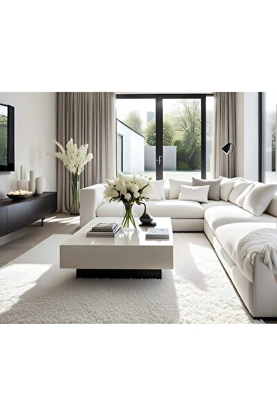 LUXURY VİLLA Luxury Villa Komple Beyaz Camlı Altı Siyah Camlı Orta Sehpa 70x1...